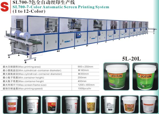 7-25L Plastic Bucket UV Screen Printing Machine 18pcs/min