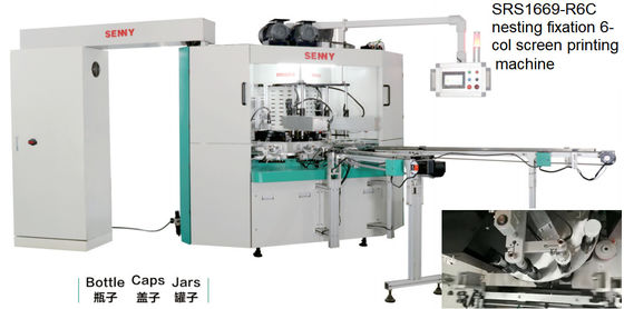 बोतल के लिए 6 रंग 7bar स्वचालित सिलेंडर स्क्रीन प्रिंटिंग मशीन 380V