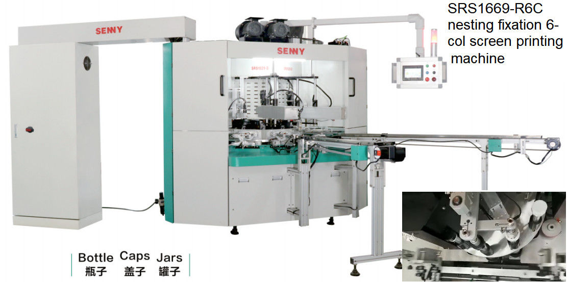 बोतल के लिए 6 रंग 7bar स्वचालित सिलेंडर स्क्रीन प्रिंटिंग मशीन 380V